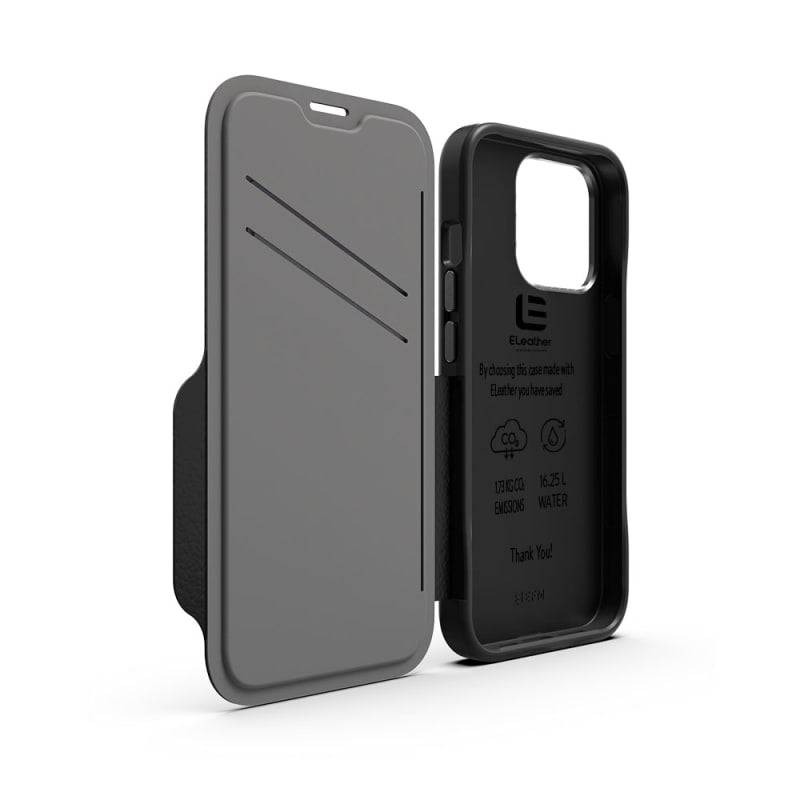 NNEDSZ EFM Monaco Leather Wallet Case Armour with D3O 5G Signal Plus for iPhone 13 Pro (6.1" Pro) - Black
