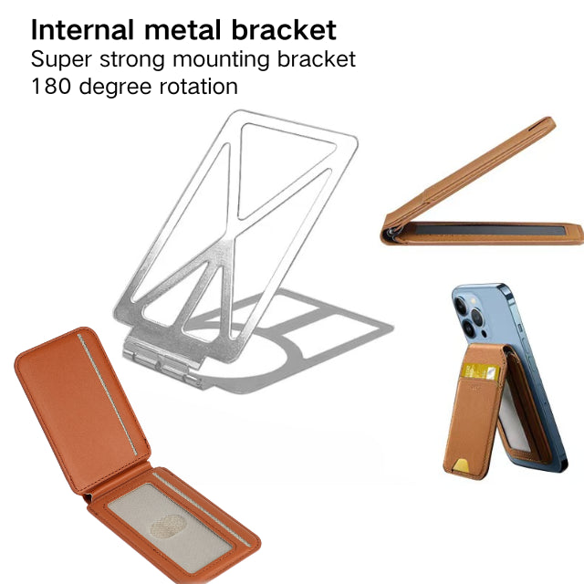 NNEDSZ Dark Purple MagSafe Magnetic Wallet with Stand - PU Leather Card Holder for iPhone