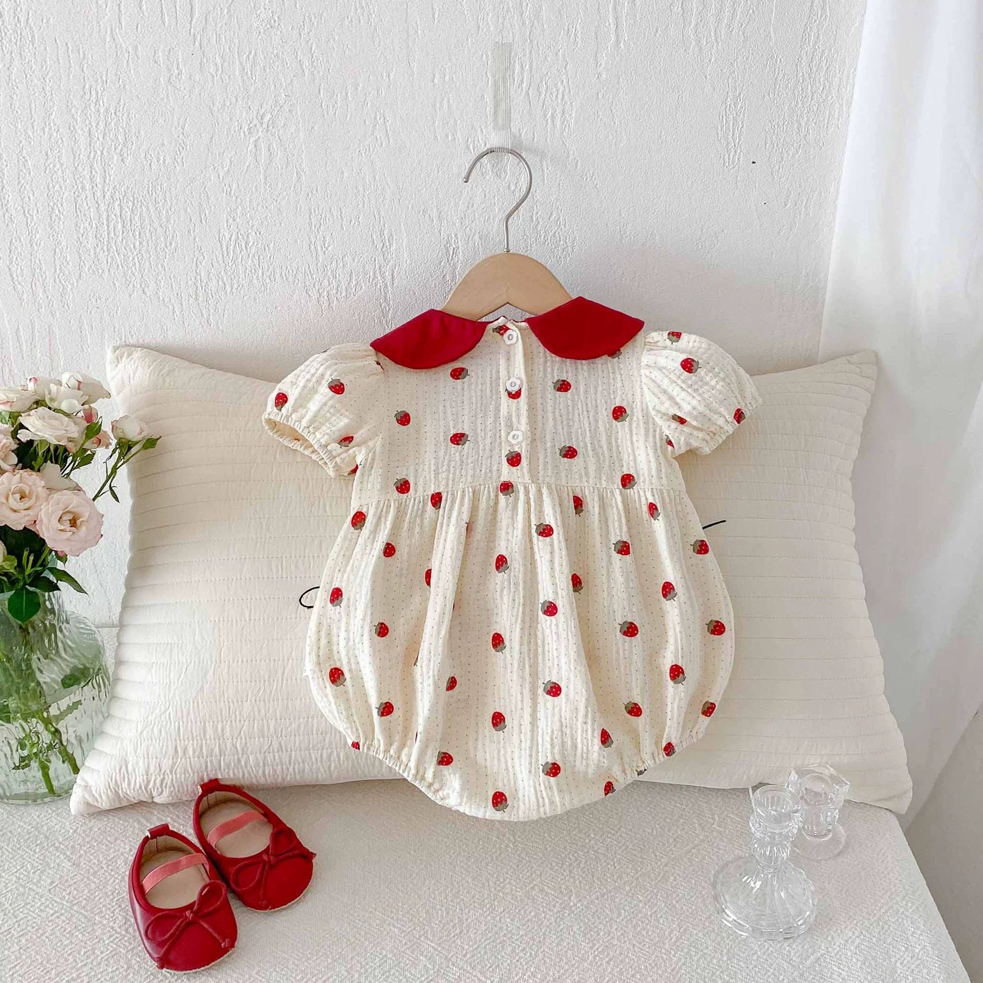 Summer Arrival Baby Girls Cute Short Sleeves Fruits Pattern bodysuit