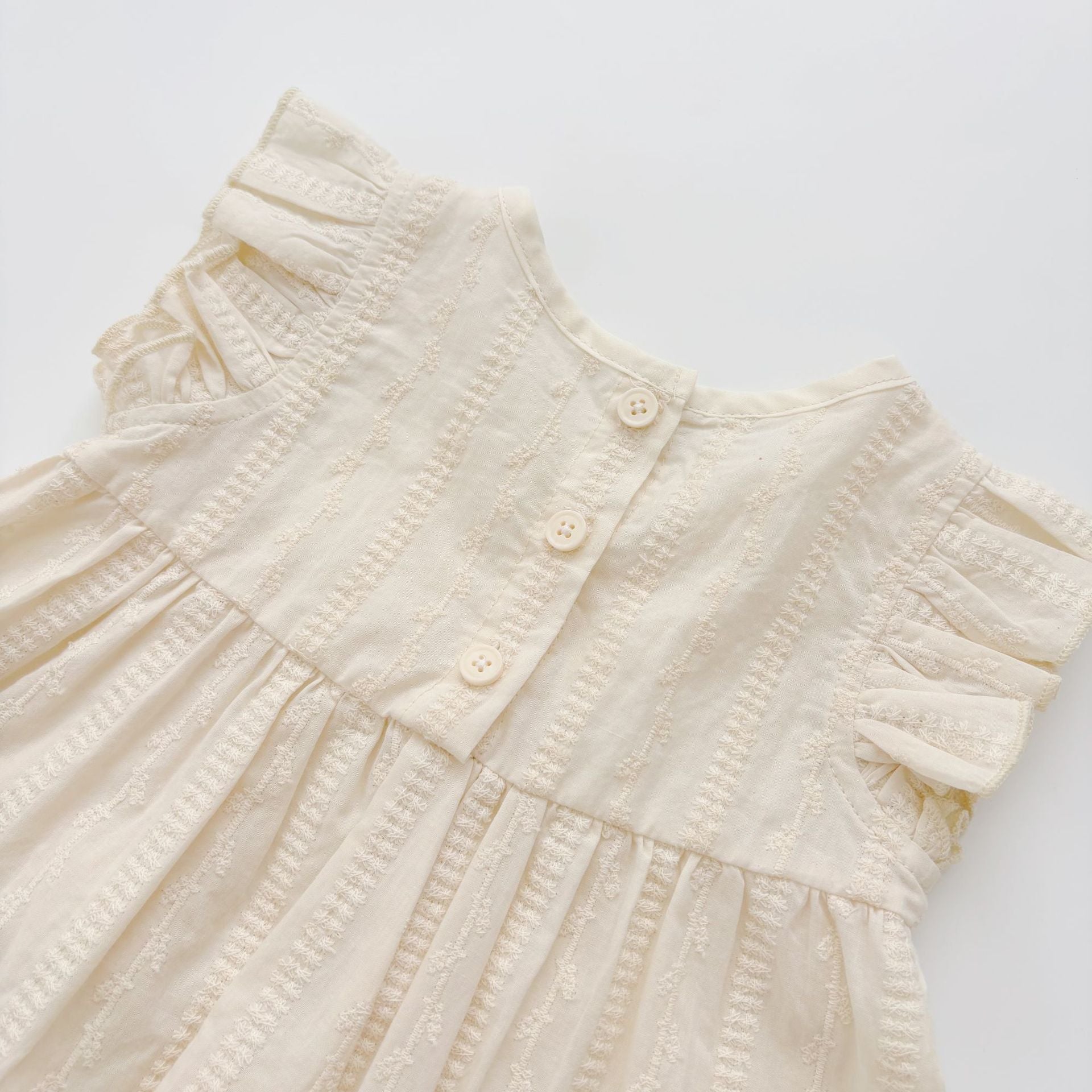 Summer Hot Selling Kids Girls Cute Fly Sleeves Striped and Flowers Pattern Dress