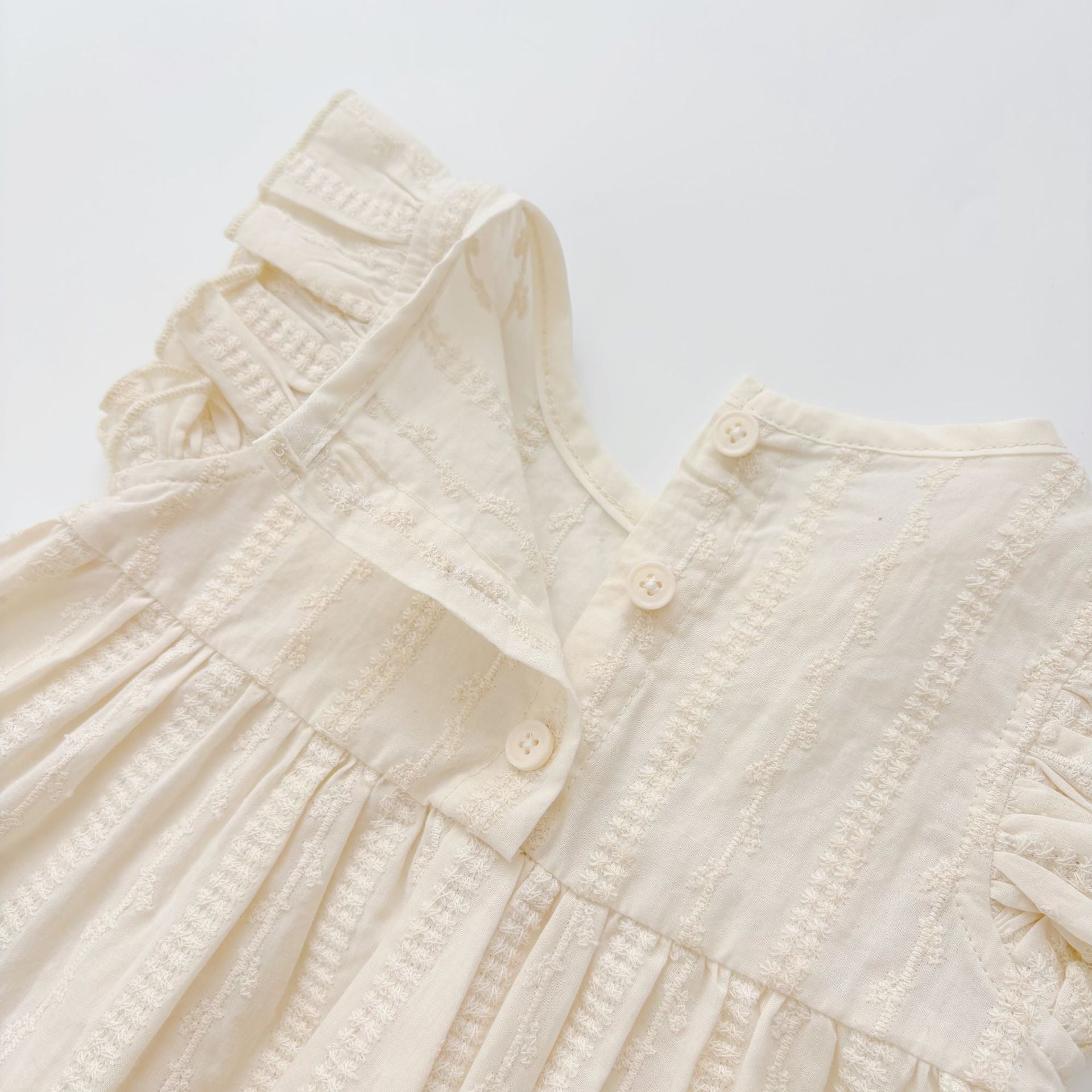 Summer Hot Selling Kids Girls Cute Fly Sleeves Striped and Flowers Pattern Dress