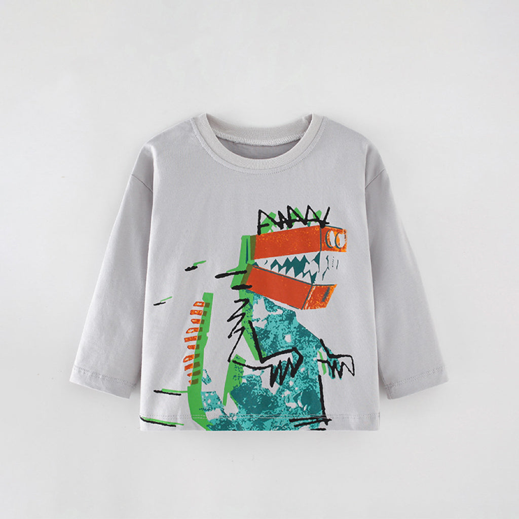 Autumn Dinosaur Pattern Crewneck Soft Shirt